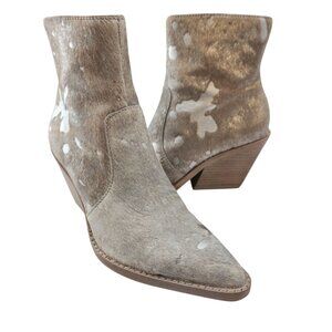 Dolce Vita Volli Western Bootie Silver Calf Hair Pointed Toe Nordstrom Rack Sz.